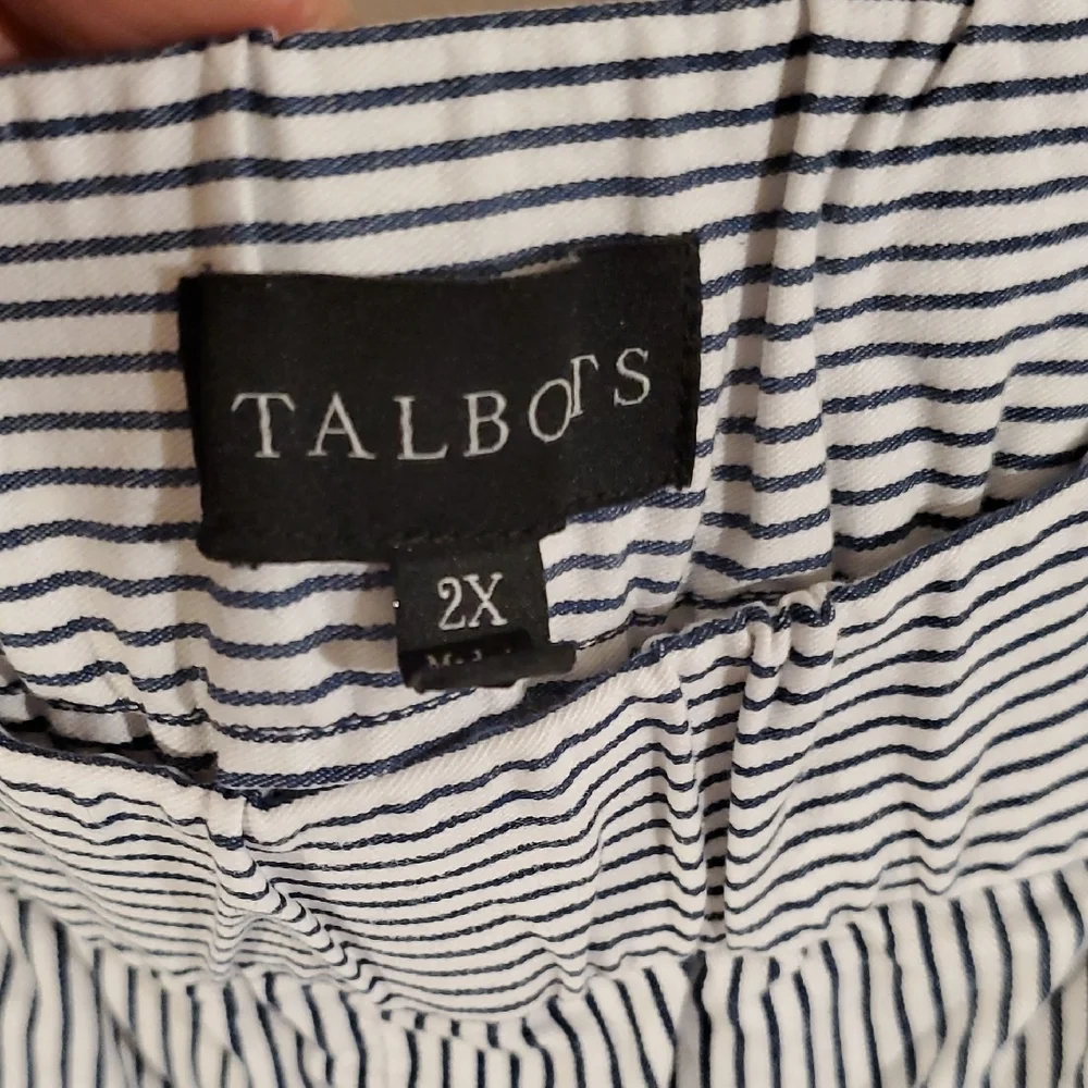 Talbots Blue And White Striped Cropped Pants Pockets Size 2X - Picture 3 of 8